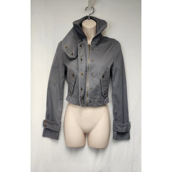 BCBGMAXARIA Long Sleeve Motorcycle Jacket Color Gray Size XXS - Picture 4 of 15